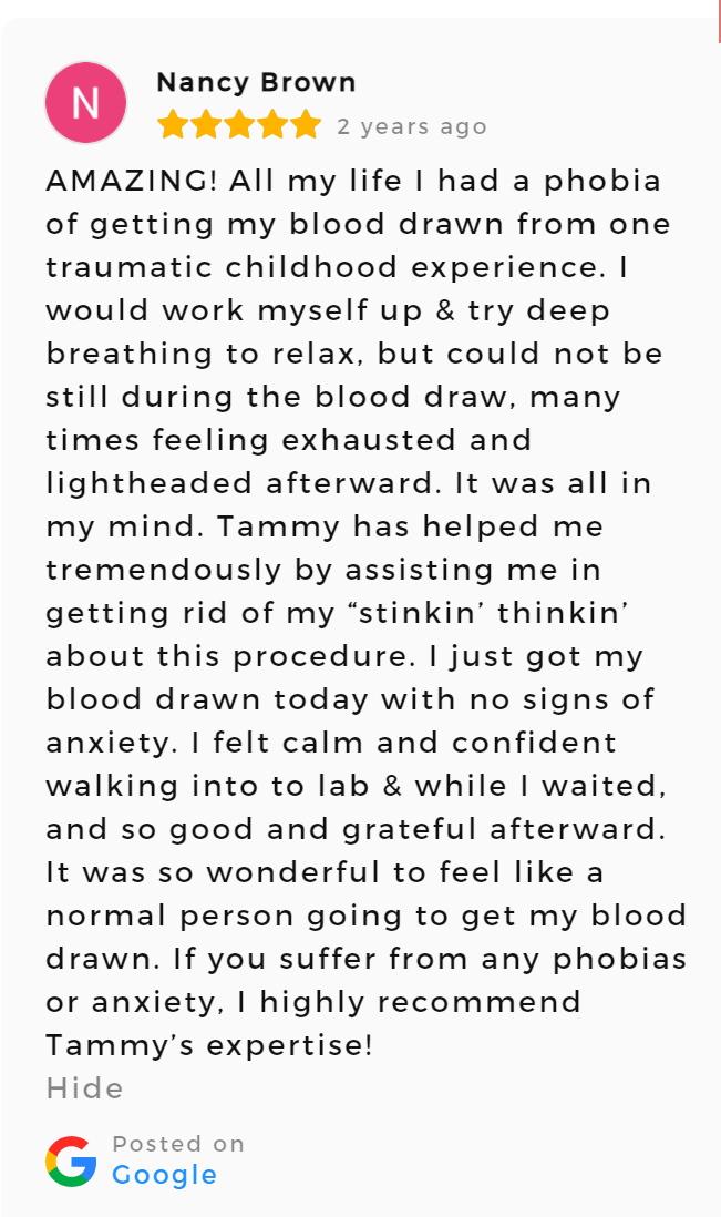 Testimonial on Hypnosis For Fear Of Needles